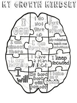 Growth Mindset & Affirmations Brain Puzzle Activity | TPT