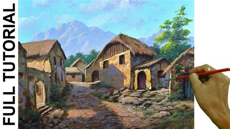 Acrylic Landscape Painting TUTORIAL / Old Village Houses / JMLisondra - YouTube