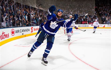 Auston Matthews celebrates with the Toronto faithful after scoring the ...