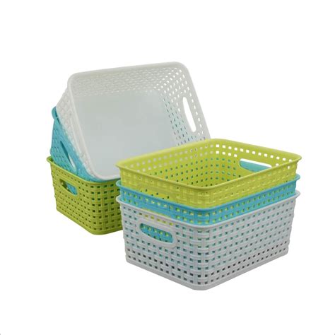 Qsbon Plastic Storage Baskets / Bins Organizer for Bathroom, 6-Pack ...