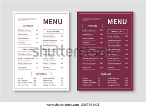 Restaurant Menu Template Brochure Layout Design Stock Vector (Royalty Free) 2397841435 ...