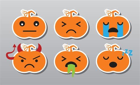 Premium Vector | Cartoon vector emoji set isolated. pumpkin emotions ...