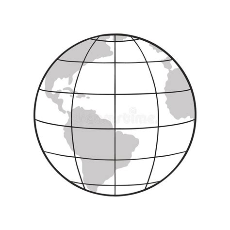 Model of the Earth, Blue Globe with Map Oceans and Land, Parallels and Meridians. Isolated ...