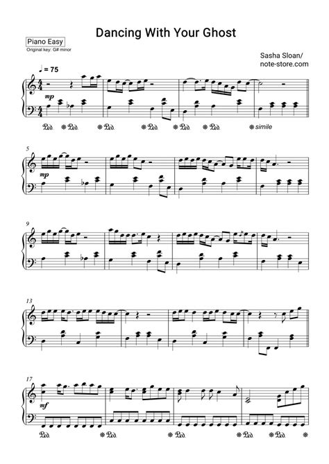 Sasha Sloan - Dancing With Your Ghost sheet music for piano download | Piano.Easy SKU PEA0018730 at