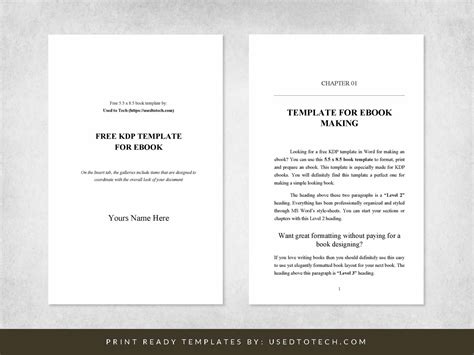 5.5 x 8.5 Kdp template in Word for ebook