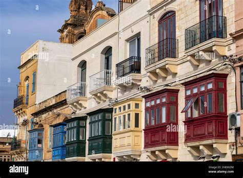 Traditional Maltese houses with balconies in Msida town in Malta Stock Photo - Alamy