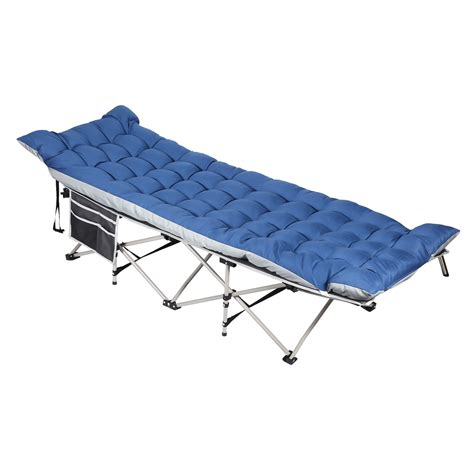 Portable Camping Cot with Mattress, Folding Sleeping Cot Heavy Duty Fold Up Camp Bed, Blue ...