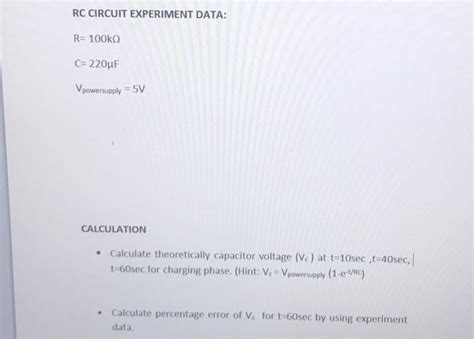 Solved EXPERIMENT NAME: RC CIRCUIT EXPERIMENT NO: STUDENT | Chegg.com