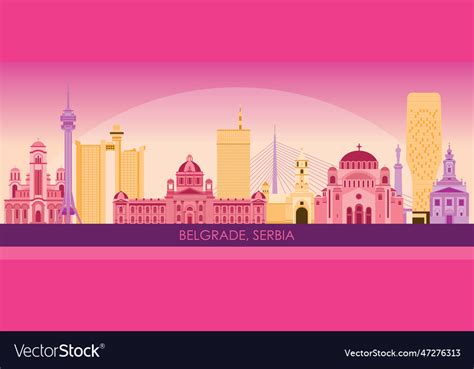 Sunset skyline panorama of city belgrade serbi Vector Image