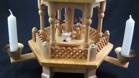 German Rotating Christmas Nativity 2-Tier Wood Candle Holder Pyramid ...