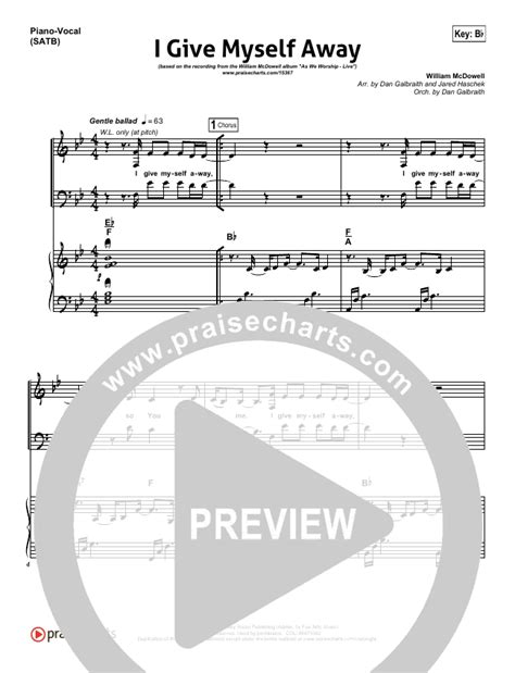 I Give Myself Away Sheet Music (William McDowell) - PraiseCharts