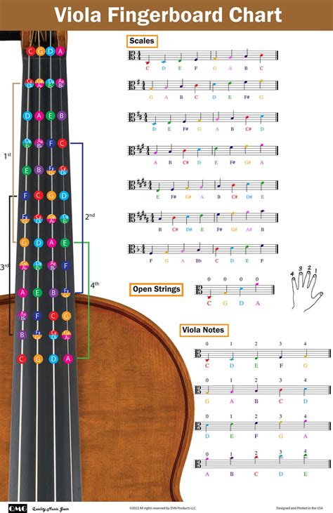 Viola Fingering Chart With Color-coded Notes, Viola Scales Techniques Suitable for All Levels ...