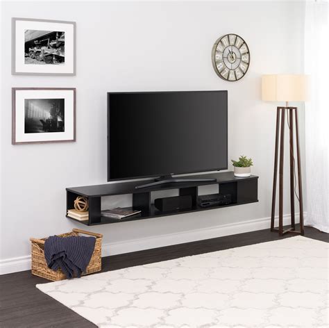 Prepac 70 inch Wide Wall Mounted TV Stand, Black - Walmart.com