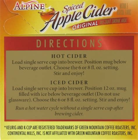 Alpine Spiced Apple Cider Single Serve K-Cup Pods, 12 ct / 0.81 oz - Kroger