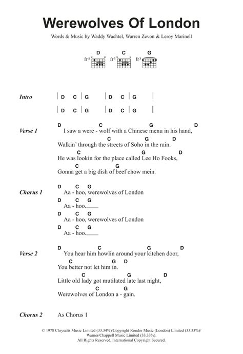 Werewolves Of London by Warren Zevon - Guitar Chords/Lyrics - Guitar ...