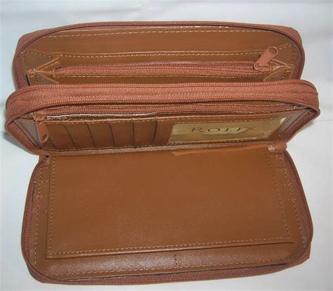 Rolfs Double Zip Around Checkbook Organizer Wallet Color Beige Soft Leather | eBay