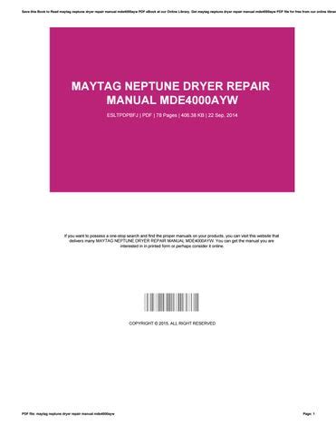 Maytag neptune dryer repair manual mde4000ayw by as267 - Issuu