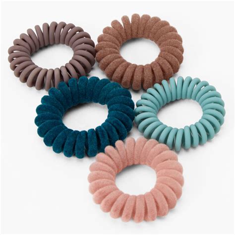 Velvet Multicolored Spiral Hair Ties - 5 Pack | Claire's US