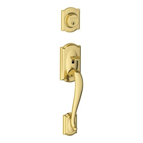 Shop Schlage Camelot Adjustable Bright Brass Entry Door Exterior Handle ...