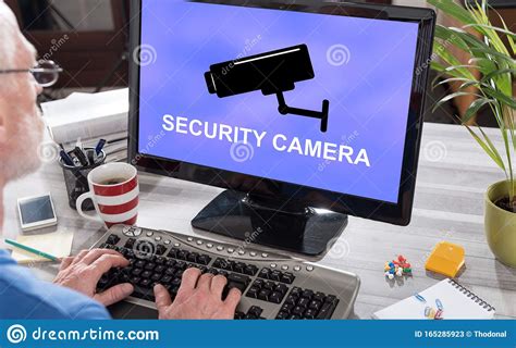 Security Camera Concept on a Computer Stock Image - Image of data ...