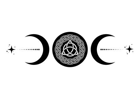 Triple Moon Religious wiccan sign. Wicca Triquetra logo Neopaganism ...