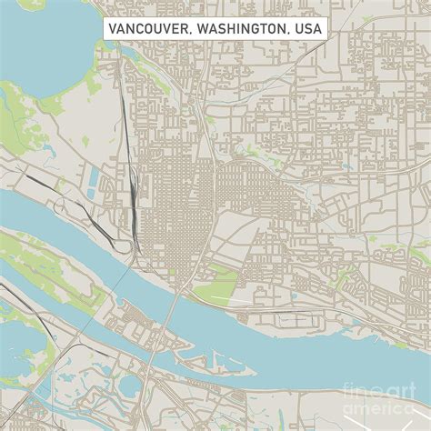 Vancouver Washington US City Street Map Digital Art by Frank Ramspott | Pixels