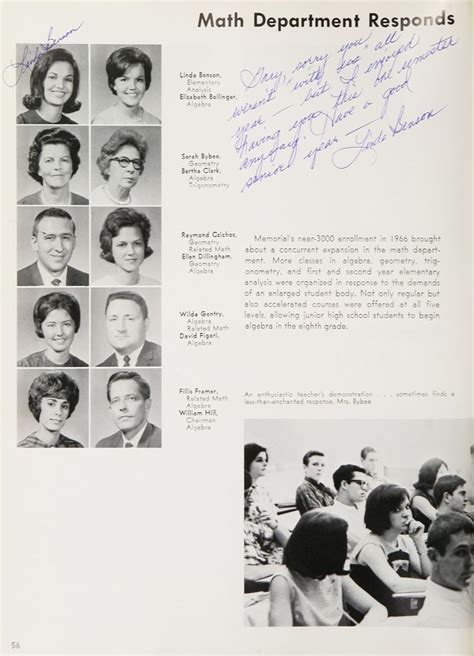 1966 Memorial High School Yearbook | Yearbook photos, Yearbook, High school