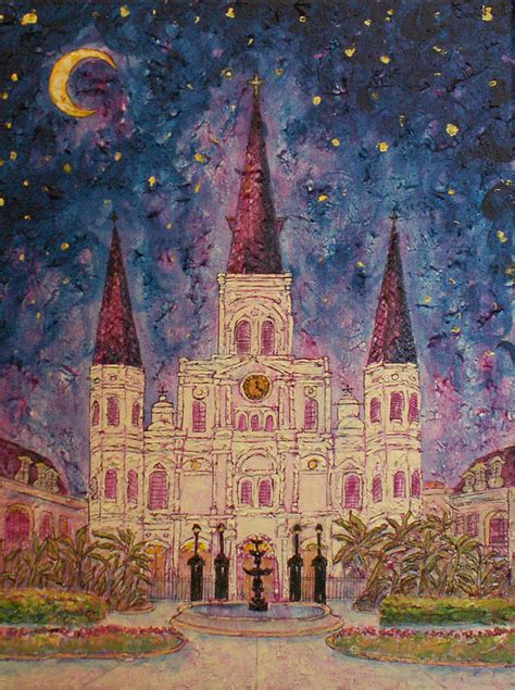 St. Louis Cathedral At Night Painting by Catherine Wilson