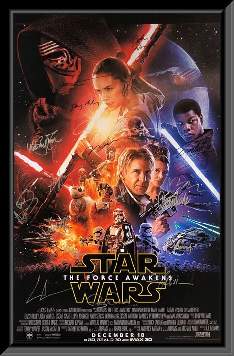 Star Wars: the Force Awakens Cast Signed Movie Poster - Etsy