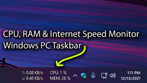 CPU, RAM & Internet Speed Meter Taskbar widget for Windows PC | Windows ...