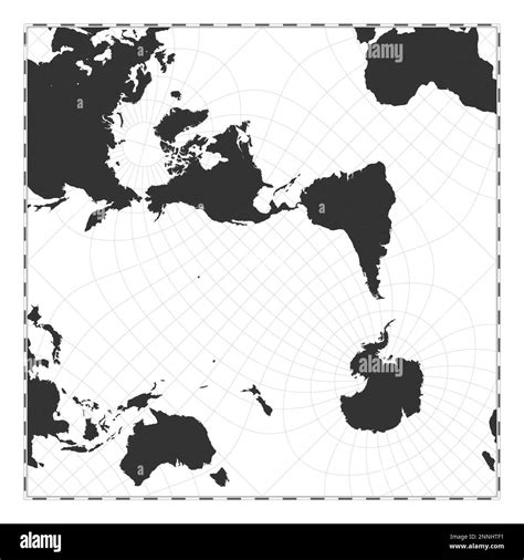 Vector world map. Peirce quincuncial projection. Plain world geographical map with latitude and ...