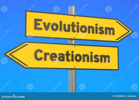 Evolutionism Vs Creationism Concept on the Signpost, 3D Rendering Stock ...