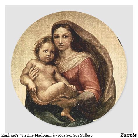 Raphael's "Sistine Madonna" Detail (circa 1513) Classic Round Sticker Sistine Madonna, Saint ...