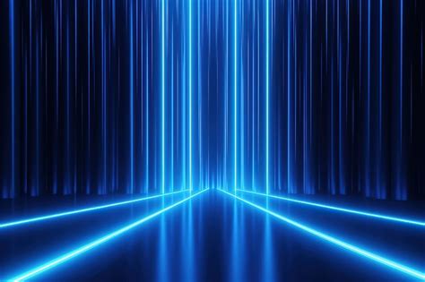 Premium Photo | 3d render abstract blue neon background glowing vertical lines