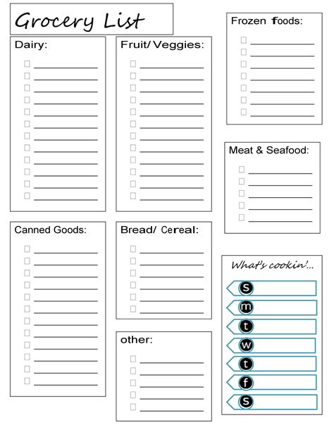 Weekly Grocery Shopping List Template | Best of Document Template