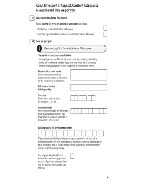 Attendance Allowance Form - UK Free Download