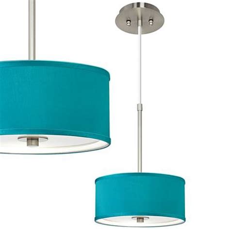 Teal Blue Faux Silk 10 1/4" Wide Mini Pendant - #T6313-4D242 | Lamps ...