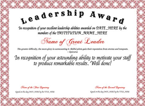 Free Leadership Award at clevercertificates.com | Awards certificates template, Award ...