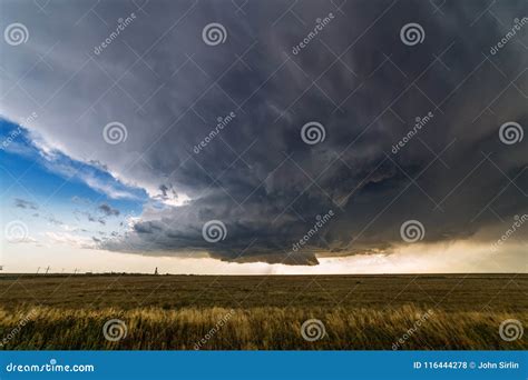 Supercell Thunderstorm with Dark Clouds Stock Photo - Image of field ...