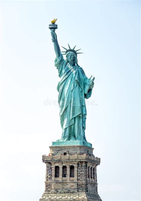 Statue of Liberty on Pedestal Stock Image - Image of history, flaming ...