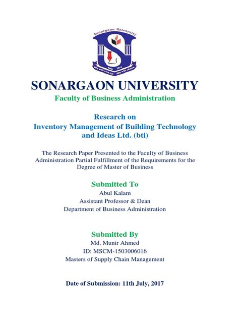 Sonargaon University: Faculty of Business Administration | PDF ...