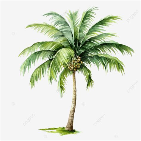 Palm Tree Watercolor Illustration Clip Art, Watercolor, Summer, Coconut Tree PNG Transparent ...