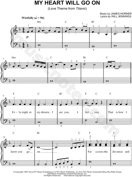 Titanic theme song piano sheet music easy - proplana