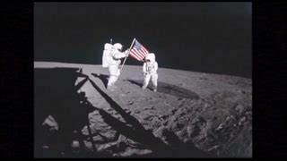 Astronauts Planting Flag on Lunar Surface Timelapse Stock Video Footage ...