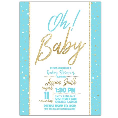 Oh Baby Blue Baby Shower Invitations - Greeting Cards & Invitations