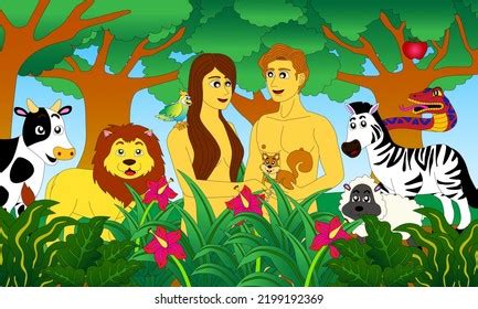 Adam Eve Garden Eden Stock Vector (Royalty Free) 2199192369 | Shutterstock