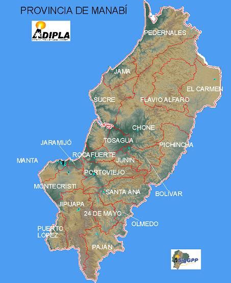 Manabí Province Map, Ecuador