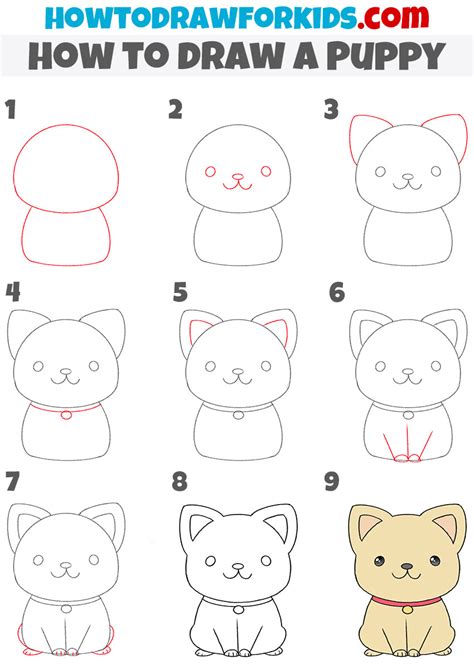 How to Draw a Puppy Step by Step - Easy Drawing Tutorial For Kids