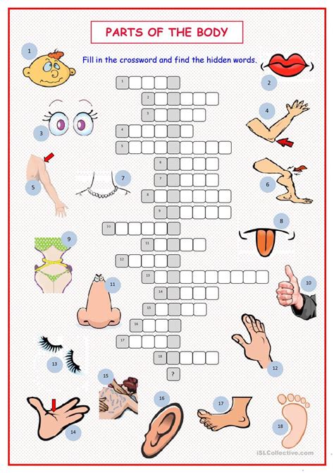 Body Parts – Crossword Worksheet – Free Esl Printable Worksheets ...