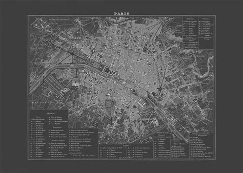 BLUEPRINT PARIS MAP, Old Map of Paris France, Office Wall Art, Professional Reproduction - Etsy